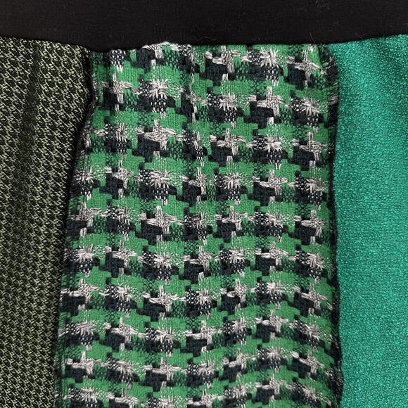 Green 3 Skirt Women Medium Upcycled Vintage Fabric Patchwork Academia Preppy USA - Picture 2 of 8